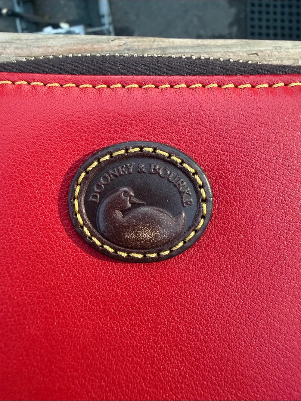 Vintage Dooney & Bourke Red Leather Bifold Wallet